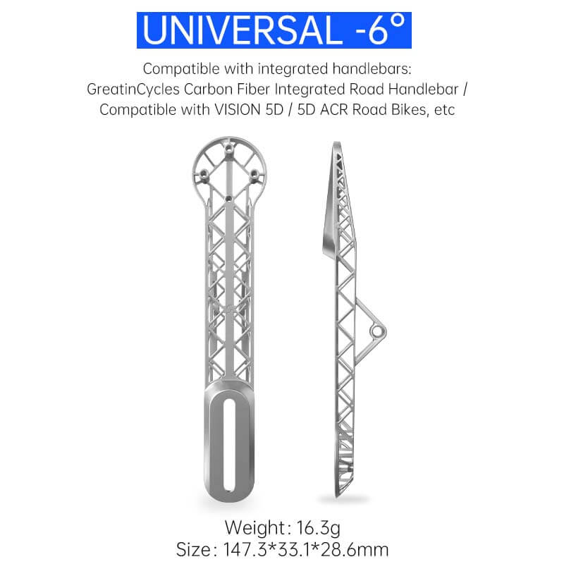 Universal -6° titanium 3D Printed Bike Computer Mount, Samassi Ultra-Light, Ultra-Strong Mount Perfect Fit for Your Ultimate Ride
